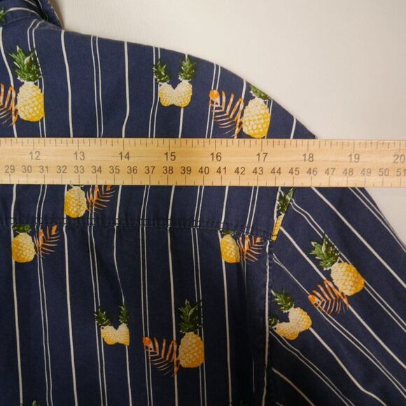 Michael Brandon Mens Size M Slim Fit Button Up Shirt Pineapple Tropical Blue - Picture 7 of 11